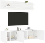 6 darab fehér szerelt fa falra szerelhető TV-bútor