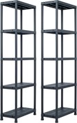 vidaXL 2 db fekete műanyag tároló polc 125 kg 60 x 30 x 180 cm