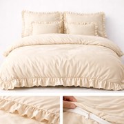 Ágyneműhuzat 160x200 Fodros 3 Részes Mikroszálas Szett Ekrüszín