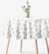 Goldea kör alkó pamut terítő - színes réti virágok fehér alapon Ø 100 cm