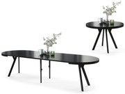 Mazzoni VITO Fekete Matt/fekete lábak - LOFT/IPARI STÍLUSÚ 310 cm-re BŐVÍTHETŐ NAGY KEREK ASZTAL Ø110 Y LÁBAKKAL