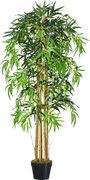 Outsunny 150 cm Magas Műanyag Bambusz Növény Cserépben - Realisztikus Dekoratív Műnövény Otthonra, Kertbe, Irodába Ø18x150 cm Zöld | Aosom