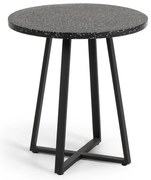 Tella fekete kerti asztal kő asztallappal, ø 70 cm - Kave Home