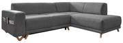 Szürke kinyitható-tárolóhelyes sarokkanapé (jobb oldali-L alakú) Classy Sophie – Miuform