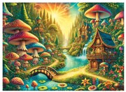 Misztikus erdő a vízesés mellett fa puzzle