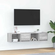 2 db szürke sonoma szerelt fa fali TV-szekrény 60x31x25,5 cm