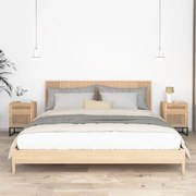 2 db szerelt fa és vas éjjeliszekrény 40x30x55,5 cm