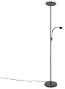 Modern állólámpa fekete, LED-del és olvasólámpával - Chala