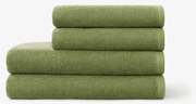 Goldea bordűr nélküli frottír törölköző és fürdőlepedő soft – olivaszínű 50 x 100 cm