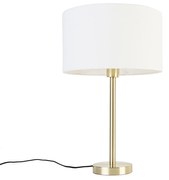 Klasszikus sárgaréz asztali lámpa búrával fehér 35 cm - Simplo