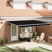 Kézi behúzható napellenző LED világítással Fekete 450x300 cm