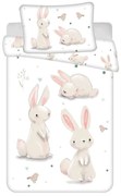Pamut ágynemű babaágyba BUNNIES fehér Ágyneműhuzat mérete: 40 x 60 cm | 100 x 135 cm