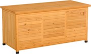 Outsunny Kerti Készlet, Párnákkal Ellátott Tárolódoboz, Kerti Láda, Időjárásálló, Tömbfa, 127 x 56 x 60 cm Sárga | Aosom
