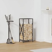 fekete hidegen hengerelt acél tűzifatároló 34x25x70 cm