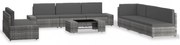 9 részes szürke polyrattan kerti ülőgarnitúra