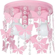 Gyerek mennyezeti lámpa ELZA butterflies 3xE27/60W/230V rózsaszín