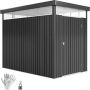 Outsunny 4m² Kerttároló Horganyzott Acélból Leeresztő Nyílásokkal és Átlátszó Akryl Ablakokkal, Eszköztároló Tetővel, Zárható Ajtóval Kulcsokkal és Ke