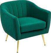 HOMCOM Kárpitozott Lounge Karosszék Kartámlával és Hátmasszázs, Modern Dizájn, Fém Lábakkal (71x72x73 cm) Zöld | Aosom