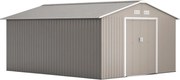 Outsunny 12.4 m²-es szerszámtároló, kerti ház dőlt tetővel, tolóajtóval, alapzattal, 386 x 340 x 200 cm, horganyzott acélból készült, időjárásálló, ke