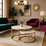 Dohányzóasztal szett Márvány színben. OLIS MAX