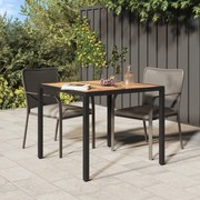 vidaXL fekete polyrattan és akácfa kerti asztal 90 x 90 x 75 cm