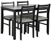 EMILY fekete étkezőasztal szett 4 székkel