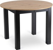 Kihúzható étkezőasztal 102–142 cm méretben, artisan tölgy/fekete színben HARRY