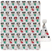 Disney Mickey, Minnie Noel karácsonyi coral fleece takaró és sapka szett
