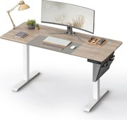 Állítható magasságú elektromos íróasztal memória funkcióval 60x140 cm, fehér-greige