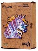 3D kézzel készített fa puzzle - Unikornis A4