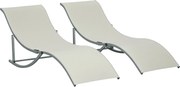 Outsunny 2 db napozó kerti szék szövet lounger relax szék ergonómikus alumínium textilin bézs 165 x 61 x 63 cm | Aosom