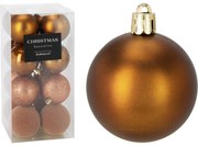 16 darabos karácsonyi díszkészlet FestiveSparkles, aranybarna, átmérő 6 cm, műanyag, 6 cm átmérőjű