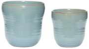 Tina 2 db-os kék kerámia virágcserép szett - Hübsch
