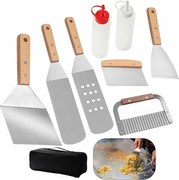 8 db-os rozsdamentes acél grill evőeszköz készlet grillező szerszámokhoz