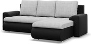 Tokio sarokkanapé, 2 ágyneműtartóval, fonott + műbőr, jobboldali, szürke - fekete