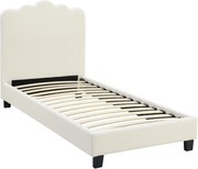 Ágy 90x200 cm méretben, krém színben, bouclé kárpittal CRATER