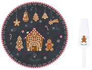 Mézeskalács karácsonyi porcelán tortatál lapáttal díszdobozban, 32 cm - Gingerbread