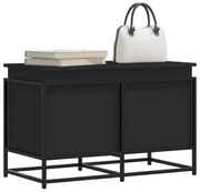 fekete szerelt fa tárolóláda fedéllel 80 x 40 x 51,5 cm