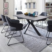 NAGANO Világosszürke Bővíthető Kerámia Étkezőasztal - matt fekete lábbal