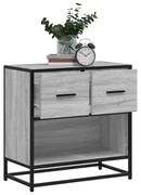 szürke sonoma színű szerelt fa és fém éjjeliszekrény 60x31x60cm