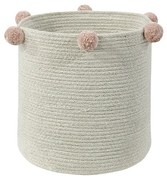 Krémszínű textil játéktároló kosár ø 30x30 cm Bubbly – Lorena Canals