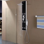 Fekete üveg zuhanypanel 18 x 42,1 x 120 cm