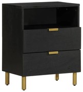 vidaXL fekete tömör szerelt fa éjjeliszekrény 50 x 33 x 62 cm