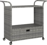 vidaXL szürke polyrattan bárkocsi fiókkal 100 x 45 x 97 cm