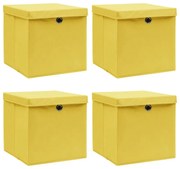 4 db sárga szövet tárolódoboz fedéllel 32 x 32 x 32 cm