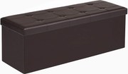 Puff, összecsukható tároló ottomán pad 120l, 110 x 38 x 38 cm, barna