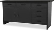 Műhelyasztal fiókokkal, fekete, 1700x850x600 mm: HENRY All Black