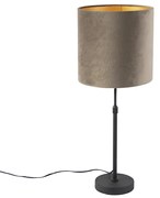 Asztali lámpa fekete, taupe bársony árnyékolóval és arannyal 25 cm - Parte