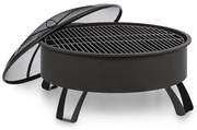 Blumfeldt Oreos, 2 az 1-ben tűzrakó tál és grillező, Ø 75 cm, szikrafogó, Ø 68 cm grill, acél, fekete