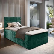 Kárpitozott boxspring ágy GLORIEN VELVET 90x200 cm sötétzöld Matrac: Bonell rugós matrac